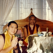 H.E. Tsem Tulku Rinpoche making offering to H.E. Lama Zopa Rinpoche