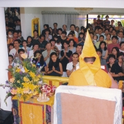 H.E. Tsem Tulku Rinpoche giving initiation in Malaysia. Around 550 people attended the initiation