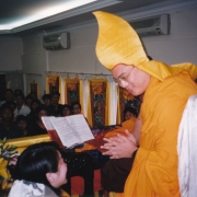 H.E. Tsem Tulku Rinpoche giving initiation in Malaysia. Around 550 people attended the initiation