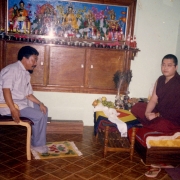 Official from the Tibetan government visiting H.E. Tsem Tulku Rinpoche in Tsem Rinpoche’s ladrang in Gaden Monastery