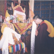 H.E. Tsem Tulku Rinpoche commissioned the statue of the 5th Dalai Lama to be made, and offered it to the Gaden Shartse, Gaden Jangtse, Gaden Lachi, Sera Lachi and Drepung Lachi